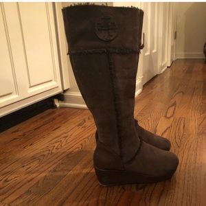 Tori Burch Suede/Leather Wedge boots